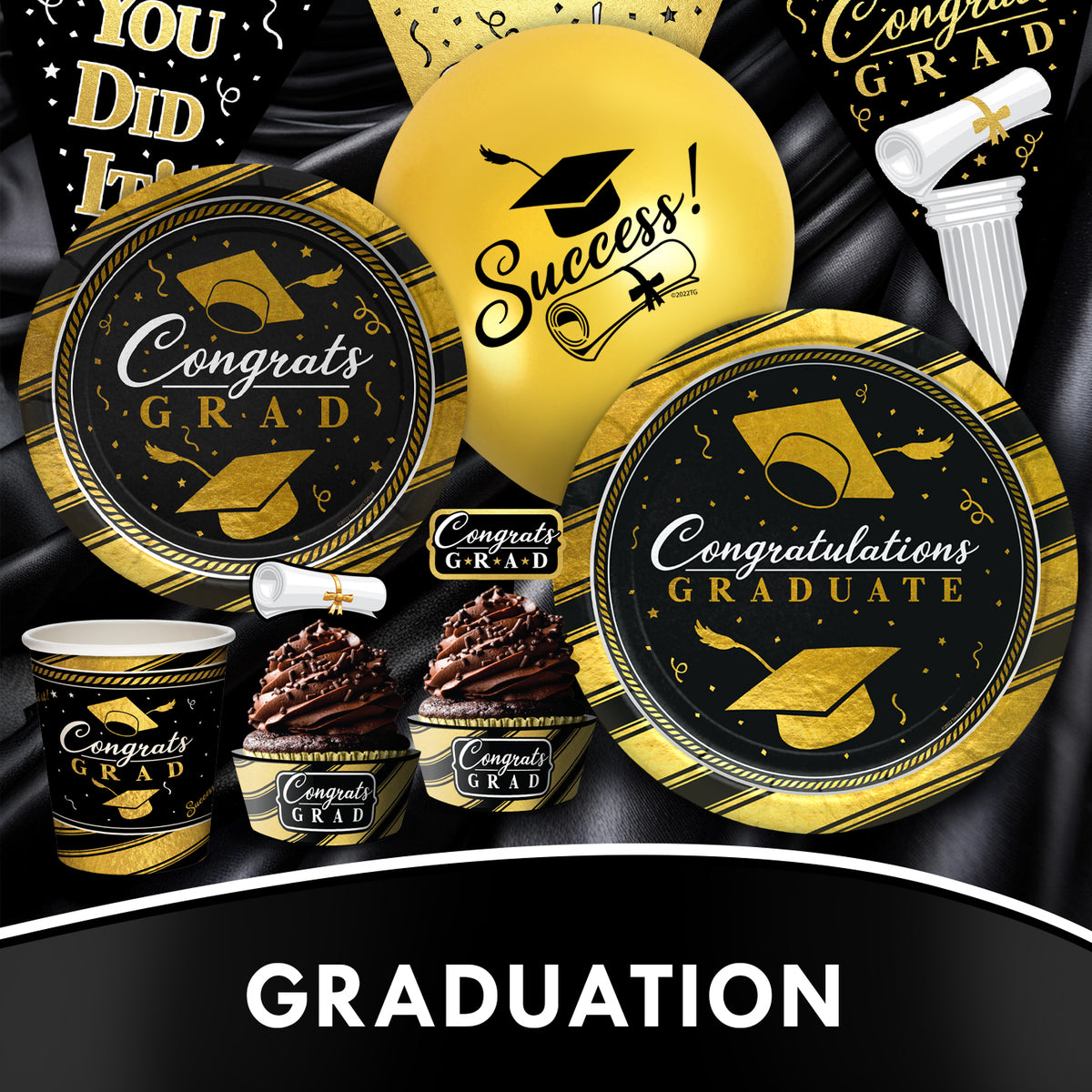 Black & Gold Graduation Party Supplies – Treasures Gifted