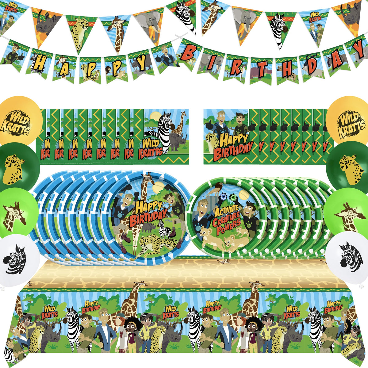 Wild Kratts Party Supplies Complete Set For 24 Guests – Treasures Gifted