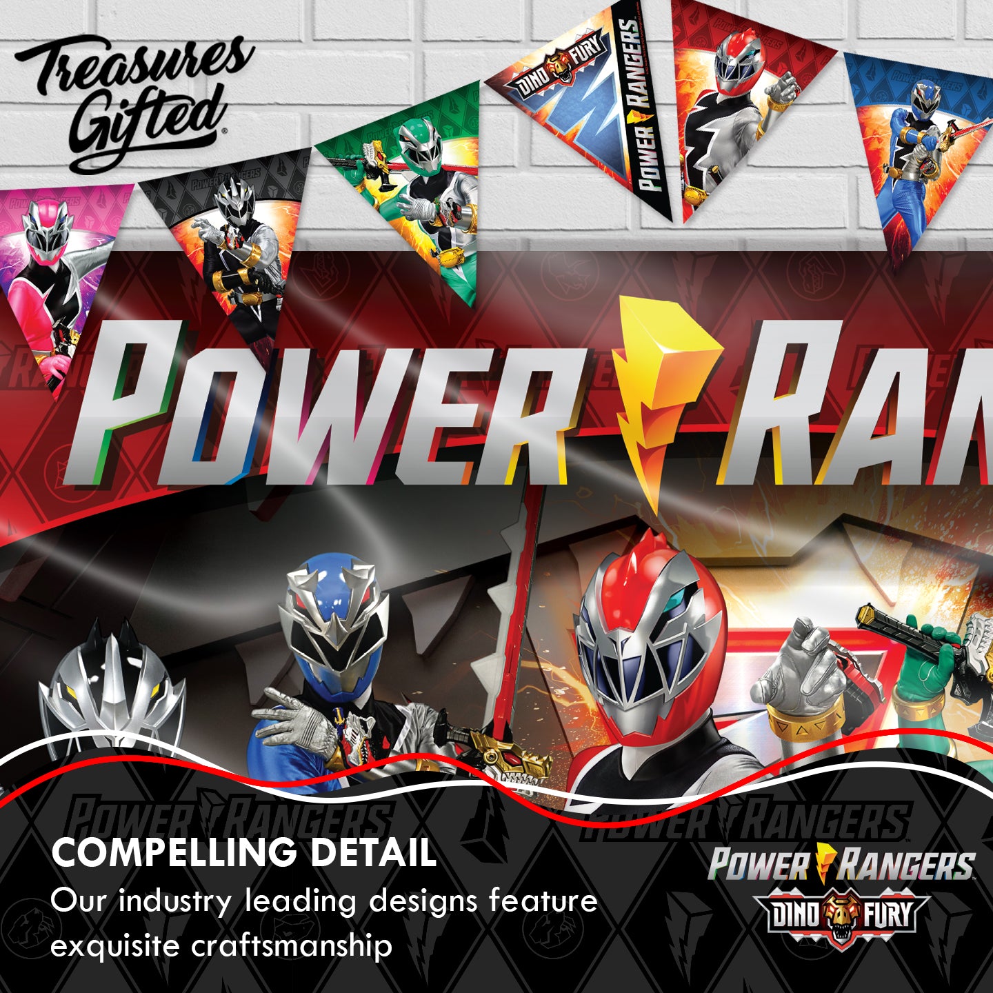 Power Rangers Birthday Banner Pennant - Power Rangers Party Supplies ...