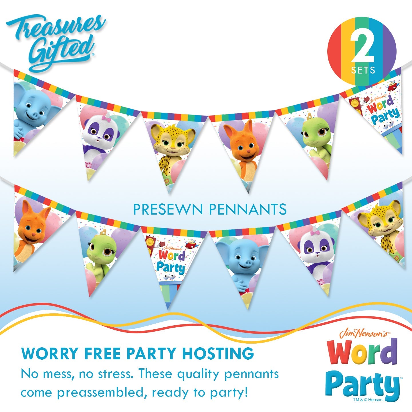 Word Party Banner & Pennants Kit - Word Party Birthday Supplies ...