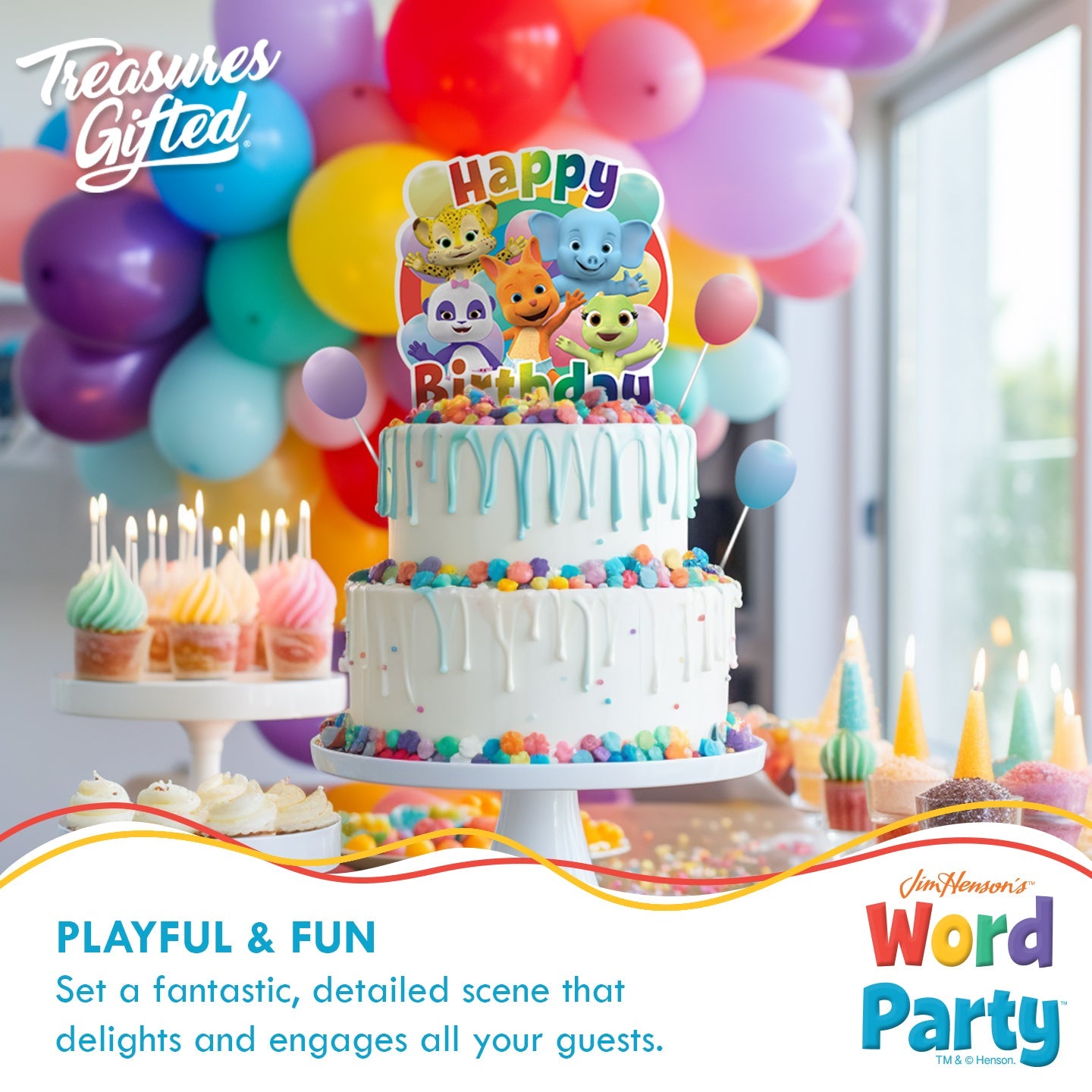 Wordjesse Topper Word Party Cake Topper - Word Party Birthday Supplies – Treasures Gifted