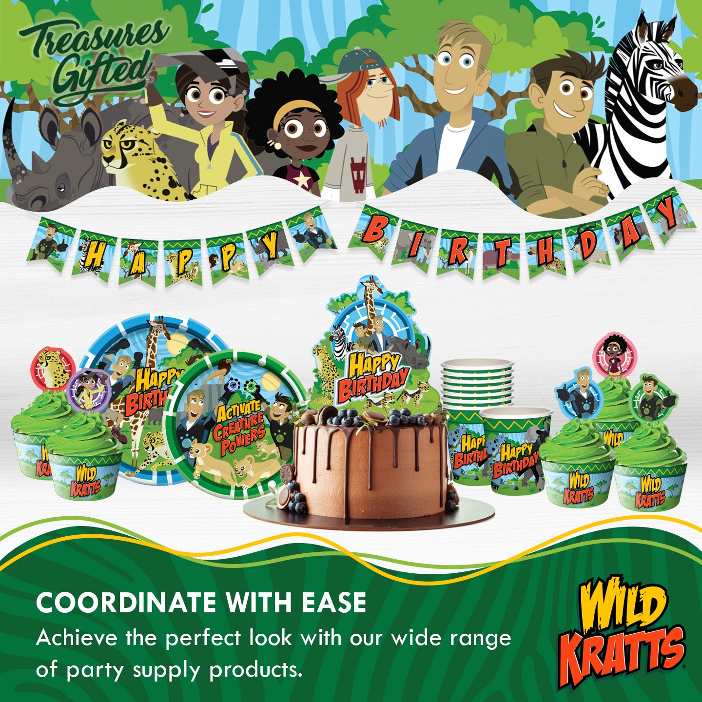 Wild Kratts Party Supplies Complete Set for 24 Guests – Treasures Gifted