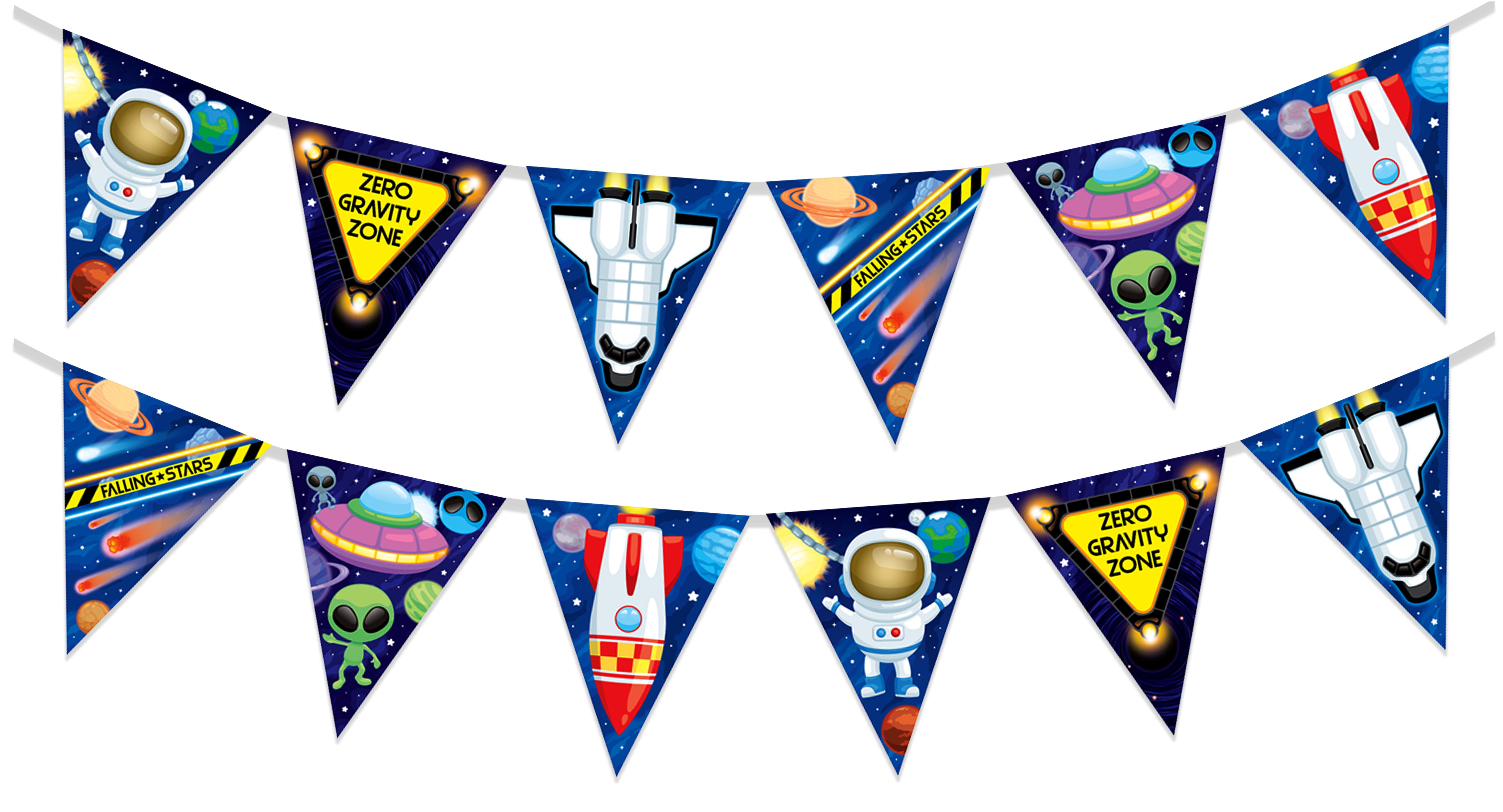 Sursurprise Outer Space Birthday Banner - Astronaut Triangle Flags For Boys Space Theme Party