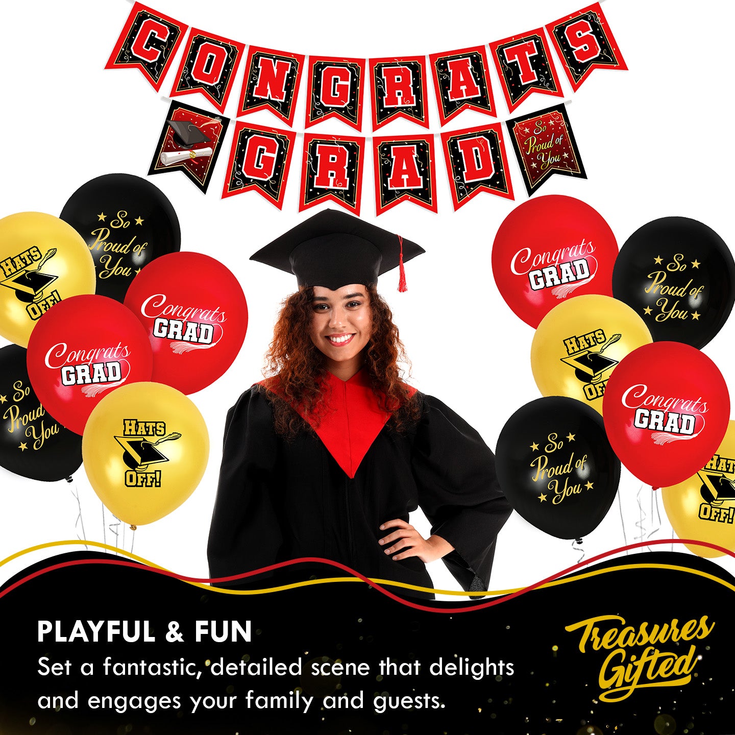 Graduating Red Red Graduation Banner - Red Graduation Party Decorations – Treasures Gifted