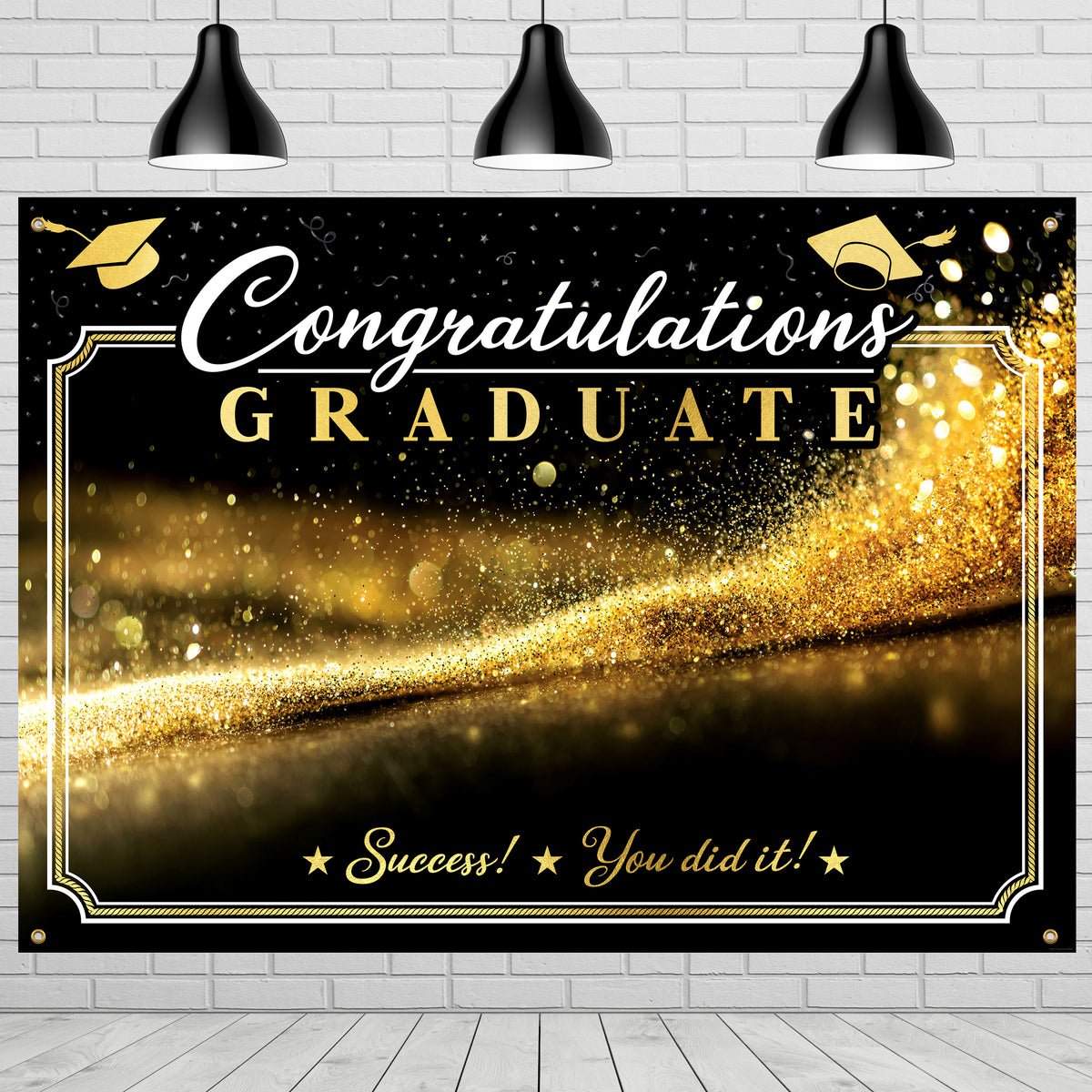 Gold Graduation Backdrop - Gold Graduation Party Supplies – Treasures ...