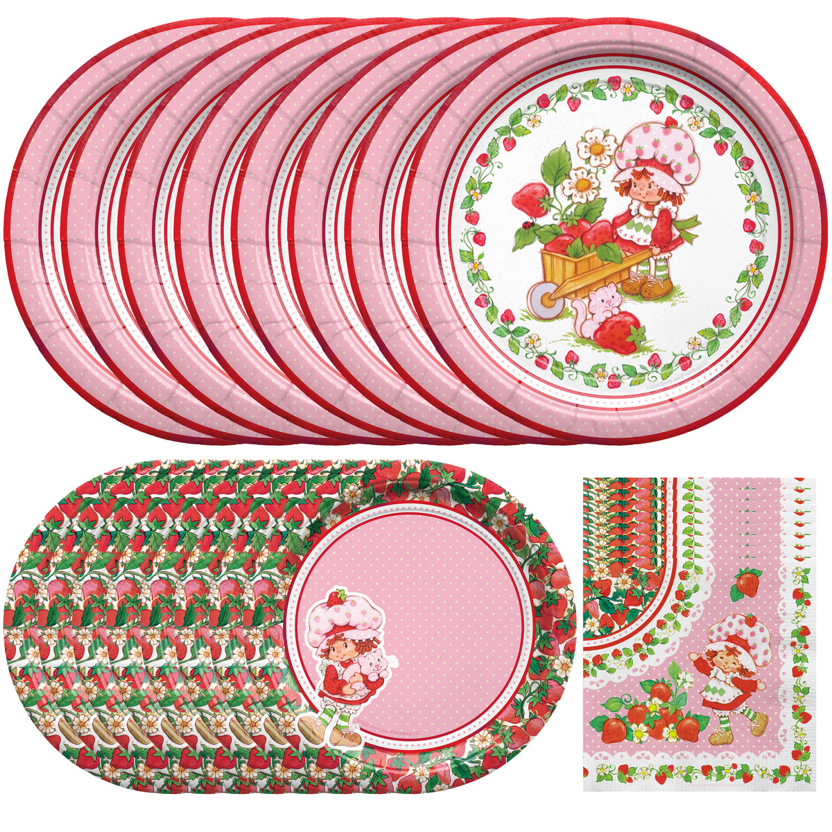 Strawberry Shortcake Birthday Supplies Tableware Starter Set for 24 Gu ...